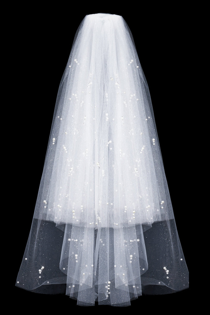 Dolores Simple With Pearls Wedding Veils-Ballbella