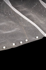 Dominic Elegant Long Tulle With Pearls Wedding Veils-Ballbella