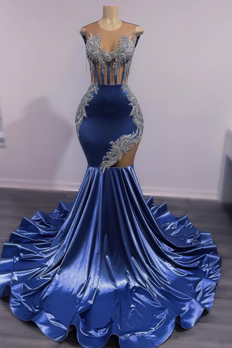 open lace back dress Shiny Silver Sequin V Neck Mermaid Long Prom Dress – Dressesforparty main image 0