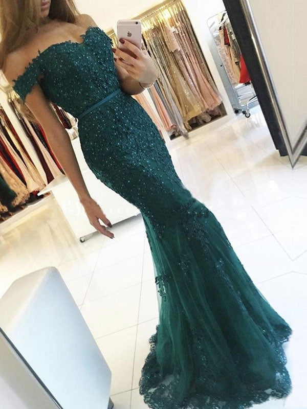 Evening Dress Mermaid Off The Shoulder Lace Lace Tulle Formal Party Dresses, fast delivery worldwide.