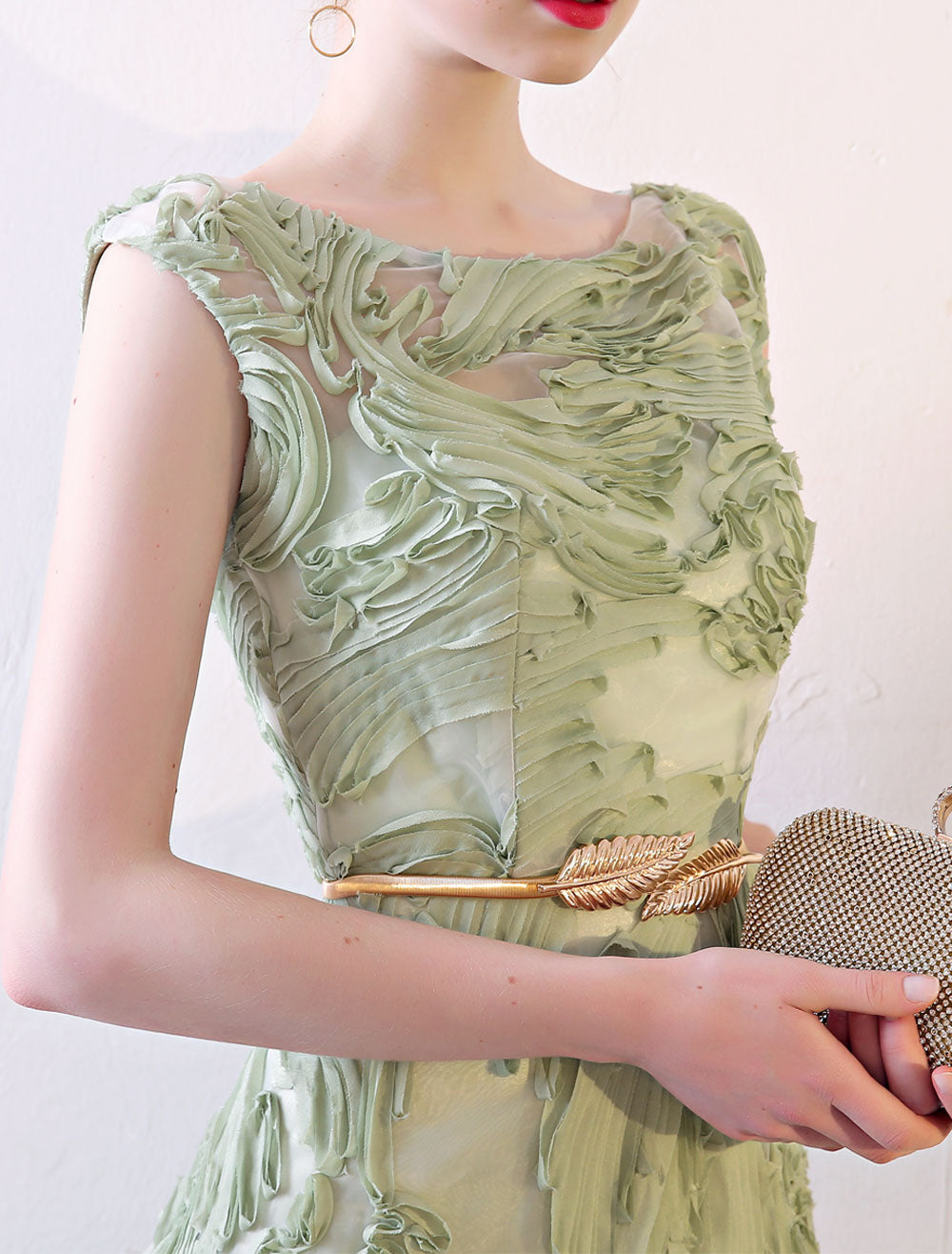 Eleagnt Evening Dresses Long Dusty Sage Embossment Fabric Texture Sleeveless A Line Floor Length With Sash Wedding Guest Dress Eleagnt Evening Dresses Long Dusty Sage Embossment Fabric Texture Sleeveless A Line Floor Length With Sash Wedding Guest Dress
