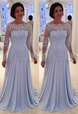 Ballbella offers Elegant A-line Lace Long-Sleeve Mother-the-bride Dress at a cheap price from Lace,  100D Chiffon to A-line Floor-length hem.. Gorgeous yet affordable Long Sleevess evening gowns online.