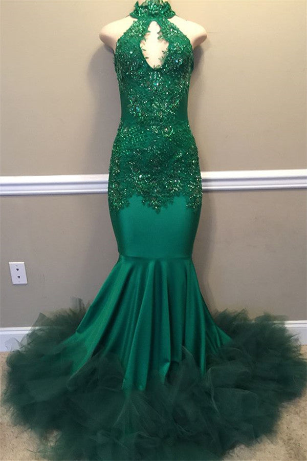 Ballbella offers Elegant Beads Appliques Halter Prom Dresses Fit and Flare Sleeveless Tulle Evening Gowns On Sale at an affordable price from to Mermaid skirts. Shop for gorgeous Sleeveless collections for your big day.