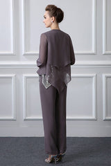 elegant Casual Vintage Long Sleeves Jewel Mother's suit-Ballbella