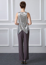 elegant Casual Vintage Long Sleeves Jewel Mother's suit-Ballbella