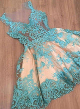 Elegant Homecoming Dresses Lace V-Neck Chic Sleeveless Hoco Dresses-Ballbella