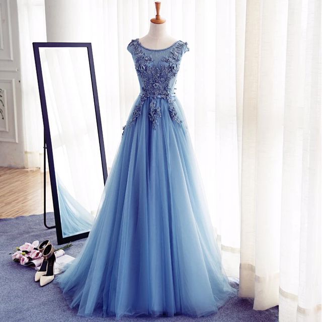 Buy high quality discount Elegant dresses from  Ballbella. Elegant Illusion Sleeveless Lace Appliques A-line Lace-up Prom Dress. Shipping worldwide,  custom made all sizes & colors. SHOP NOW.