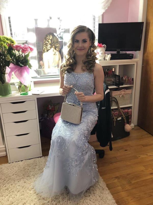 Wanna Prom Dresses, Evening Dresses in Spaghetti Strap,  Mermaid style,  and delicate details? Ballbella has all covered on this Elegant Lace Up Chic Mermaid Sleeveless Applique Spaghetti Strap Prom Dresses yet cheap price.