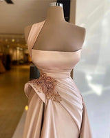 Elegant Long Champagne High Split Prom Dress-Ballbella