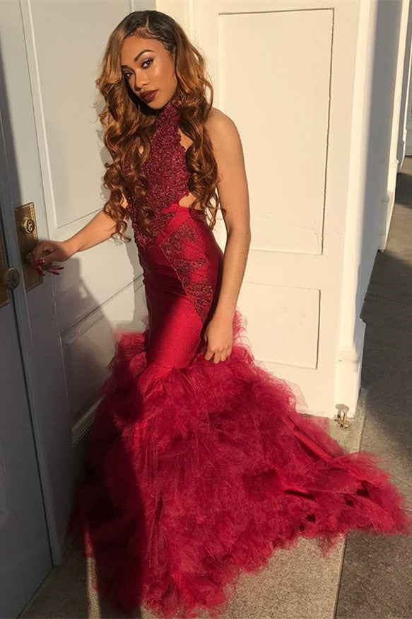 Ballbella offers Long Tulle Halter Mermaid Lace Appliques Prom Dresses at a cheap price from Tulle, Lace to Mermaid Floor-length hem. Gorgeous yet affordable Sleeveless Prom Dresses, Evening Dresses.
