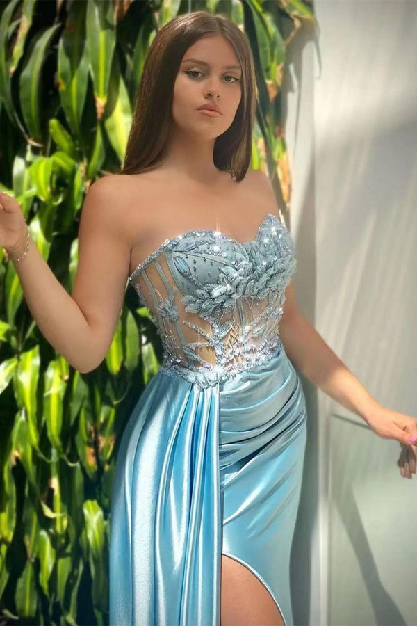 Elegant Mermaid Sleeveless Appliques Evening Dresses With Split-Ballbella