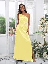 Elegant One Shoulder Sleeveless Bridesmaid Dresses-Ballbella