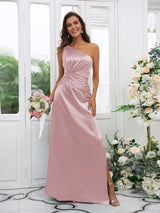 Elegant One Shoulder Sleeveless Bridesmaid Dresses-Ballbella
