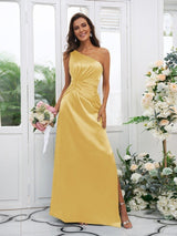 Elegant One Shoulder Sleeveless Bridesmaid Dresses-Ballbella