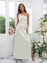 Elegant One Shoulder Sleeveless Bridesmaid Dresses-Ballbella
