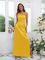 Elegant One Shoulder Sleeveless Bridesmaid Dresses-Ballbella