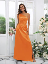 Elegant One Shoulder Sleeveless Bridesmaid Dresses-Ballbella