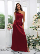 Elegant One Shoulder Sleeveless Bridesmaid Dresses-Ballbella