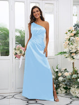 Elegant One Shoulder Sleeveless Bridesmaid Dresses-Ballbella