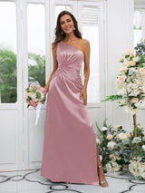 Elegant One Shoulder Sleeveless Bridesmaid Dresses-Ballbella