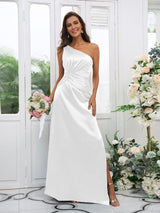 Elegant One Shoulder Sleeveless Bridesmaid Dresses-Ballbella
