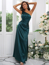 Elegant One Shoulder Sleeveless Bridesmaid Dresses-Ballbella