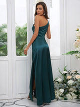 Elegant One Shoulder Sleeveless Bridesmaid Dresses-Ballbella