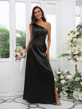 Elegant One Shoulder Sleeveless Bridesmaid Dresses-Ballbella