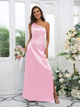 Elegant One Shoulder Sleeveless Bridesmaid Dresses-Ballbella
