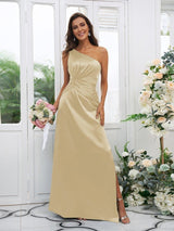 Elegant One Shoulder Sleeveless Bridesmaid Dresses-Ballbella