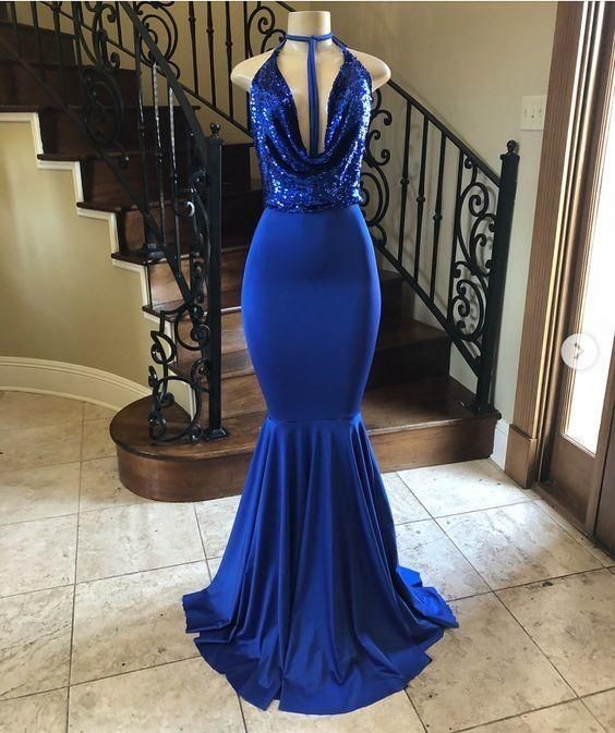 Looking for Prom Dresses, Evening Dresses, Real Model Series in Stretch Satin, Sequined,  Mermaid style,  and Gorgeous Sequined work? Ballbella has all covered on this elegant Elegant Sequins Halter Floor Length Mermaid Evening Dresses.