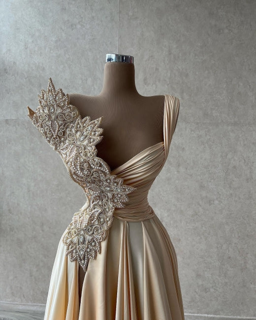 Elegant Sleeveless A-line Prom Dresses Long With Split-Ballbella