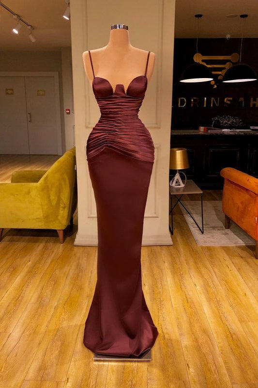 Elegant Spaghetti-Straps Mermaid Evening Party Gowns Long Prom Dresses-Ballbella