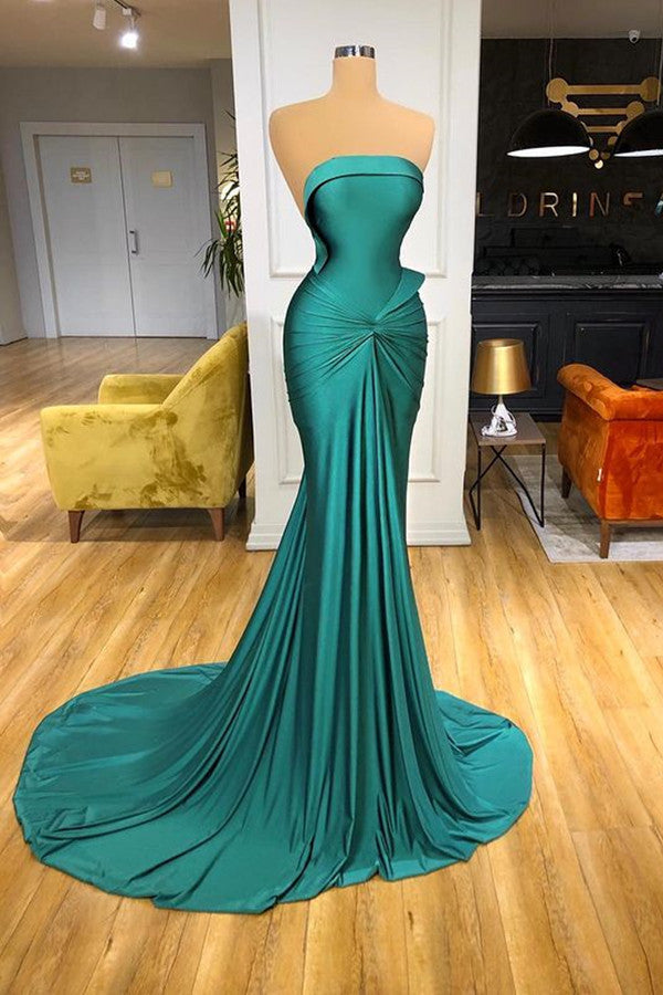 Elegant Strapless Long Mermaid Evening Prom Dress Online-Ballbella