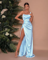 Elegant Strapless Mermaid Long Prom Dress With Slit Online-Ballbella