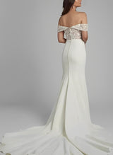 Elegant Sweetheart Elastic Satin Wedding Dresses Appliques Lace-Ballbella