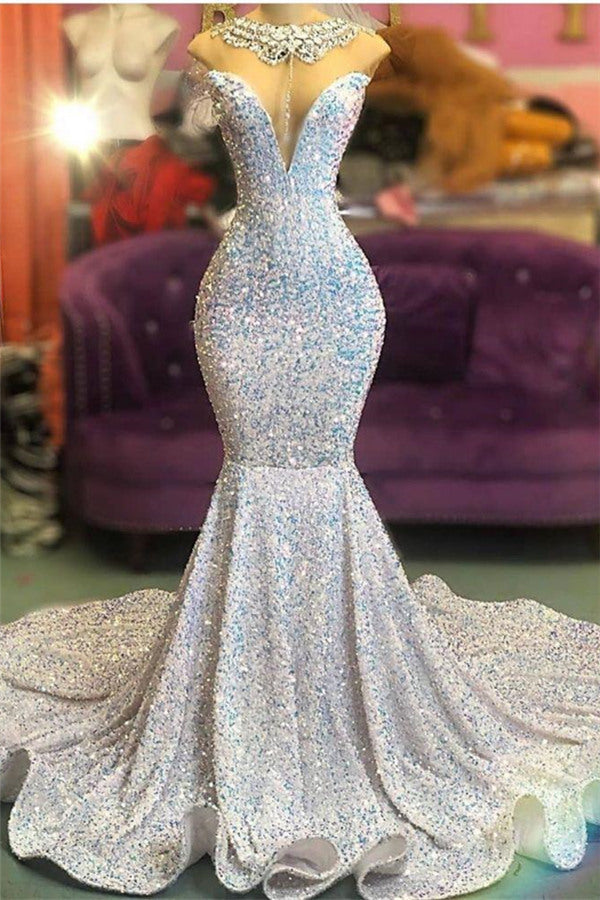 Elegant Sweetheart Mermaid Sparkle Sequin Evening Dresses-Ballbella