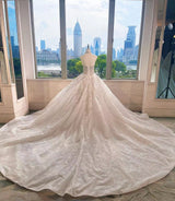Elegant Sweetheart Strapless Sleeveless Wedding Dresses Ball Gown Beads With Lace-Up Back-Ballbella