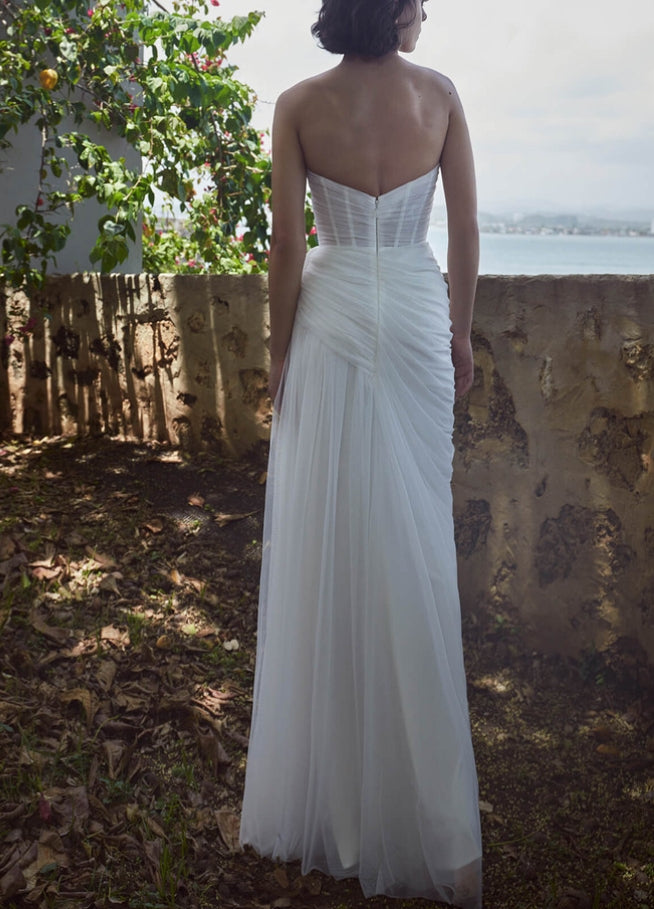 Elegant Sweetheart Tulle Wedding Dresses Split Front-Ballbella