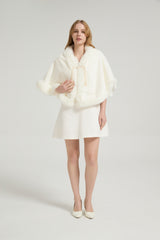 Elegant White Mink Cashmere Outerwear Winter Wedding Wraps-Ballbella