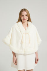 Elegant White Mink Cashmere Outerwear Winter Wedding Wraps-Ballbella