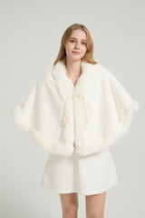 Elegant White Mink Cashmere Outerwear Winter Wedding Wraps-Ballbella