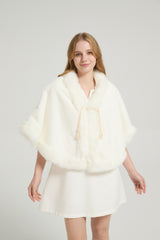 Elegant White Mink Cashmere Outerwear Winter Wedding Wraps-Ballbella