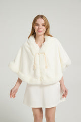 Elegant White Mink Cashmere Outerwear Winter Wedding Wraps-Ballbella
