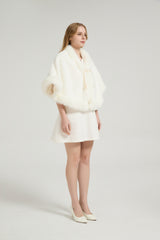 Elegant White Mink Cashmere Outerwear Winter Wedding Wraps-Ballbella