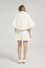 Elegant White Mink Cashmere Outerwear Winter Wedding Wraps-Ballbella