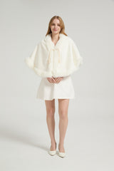 Elegant White Mink Cashmere Outerwear Winter Wedding Wraps-Ballbella