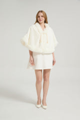 Elegant White Mink Cashmere Outerwear Winter Wedding Wraps-Ballbella