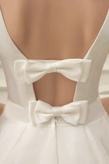 Exclusive Short Wedding Dress Retro Bridal Dress Bateau Sleeveless Reception Bridal Gown-Ballbella