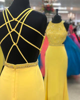 Shop your Exquisite Jewel Sleeveless Beading Prom Party Gowns| Chic Front Slit Long Prom Gown at Ballbella today,  extra free coupons available,  you will never wanna miss it.